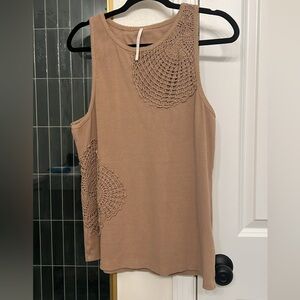 Anthropologie | Crochet Detail Tank Top | Tan